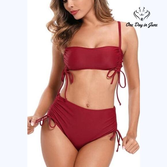 Shekini Other - Shekini Drawstring Tube Top Bikini Swimsuit Size XL